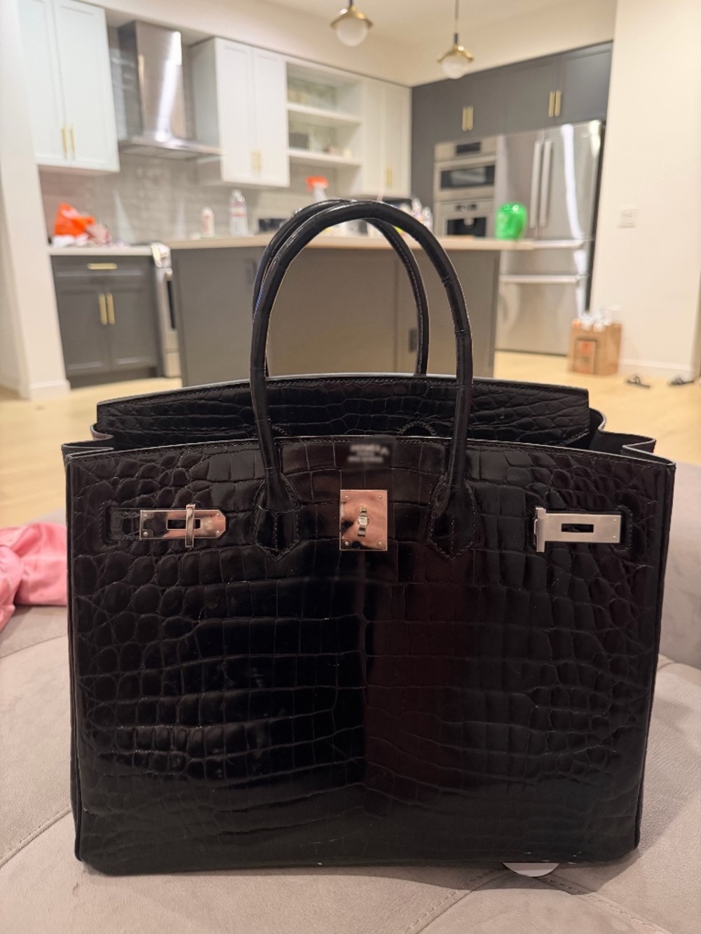 black croc 35 cm bag